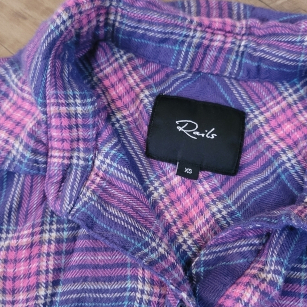 Rails Hunter Plaid Collared Button Down Wisteria … - image 5